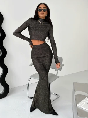 Brokatowa dopasowana spódnica maxi ZELIA - złota  magmac 