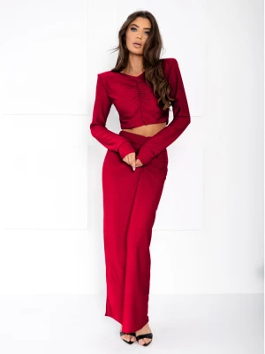 Brokatowy komplet ze spódnicą maxi ASTERIA - czerwony  magmac 
