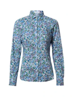 brookshire Bluzka damska Kobiety Bawełna niebieski|różowy|biały wzorzysty,