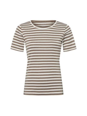 brookshire T-shirt damski Kobiety Bawełna brązowy|biały w paski,