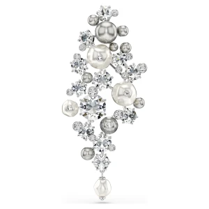 Broszka Constella, Kryształowa Perła, Szlif okrągły, Biała, Powłoka z rodu Swarovski