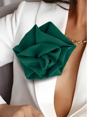 Broszka przypinana róża materiałowa - butelkowa zieleń  magmac 