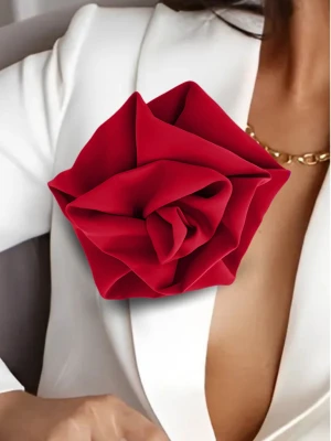 Broszka przypinana róża materiałowa - czerwona  magmac 
