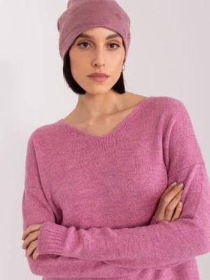 Brudnofioletowa czapka zimowa z kaszmirem Wool Fashion Italia