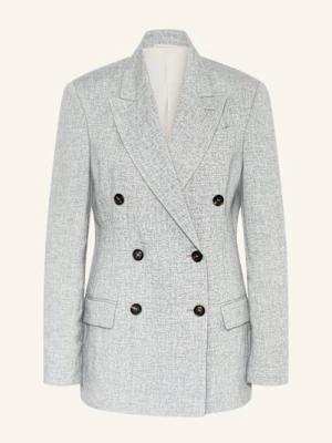 Brunello Cucinelli Blezer Z Lnu Z Błyszczącą Przędzą grau