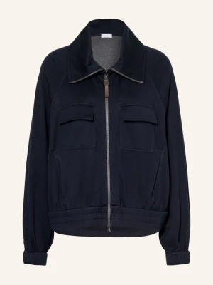 Brunello Cucinelli Bluza Rozpinana Z Jedwabiem blau GRANATOWY