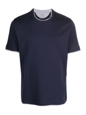 Brunello Cucinelli, Crew Neck T-Shirt Blue, male,