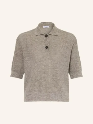 Brunello Cucinelli Dzianinowa Koszulka Polo Z Lnem I Błyszczącą Przędzą braun