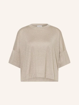 Brunello Cucinelli Dzianinowa Koszulka Z Kaszmirem I Błyszczącą Przędzą beige