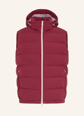 Brunello Cucinelli Kamizelka Puchowa Z Odpinanym Kapturem rot