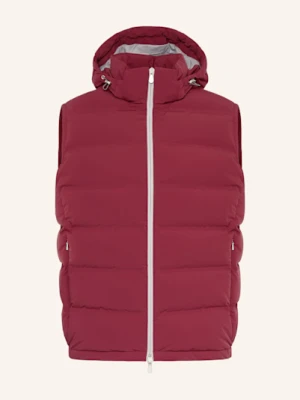 Brunello Cucinelli Kamizelka Puchowa Z Odpinanym Kapturem rot