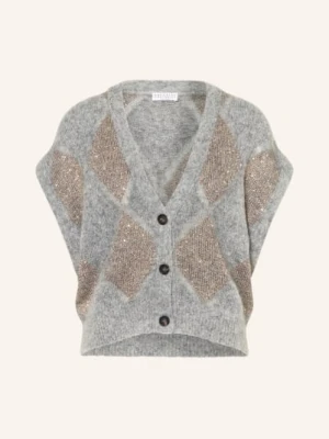Brunello Cucinelli Kamizelka Z Dzianiny Z Dodatkiem Moheru I Cekinami grau