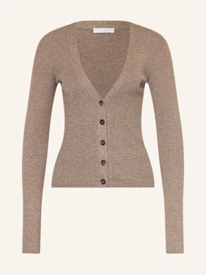 Brunello Cucinelli Kardigan Z Dodatkiem Kaszmiru I Błyszczącą Przędzą braun