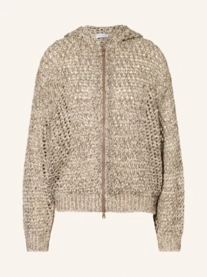 Brunello Cucinelli Kardigan Z Lnu I Jedwabiu braun