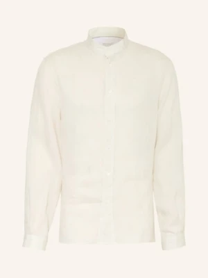 Brunello Cucinelli Koszula Lniana O Kroju Easy Fit Z Kołnierzykiem Stojącym weiss