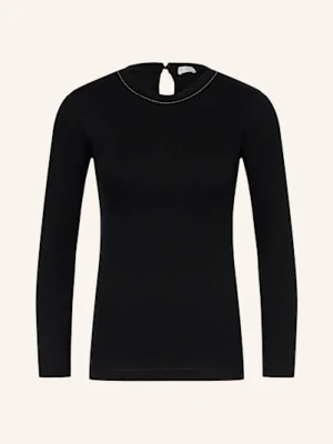 Brunello Cucinelli Koszulka Z Długim Rękawem Z Ozdobnymi Perełkami schwarz