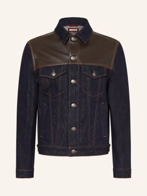Brunello Cucinelli Kurtka Dżinsowa Z Mieszanki Materiałów blau C9014 BLU
