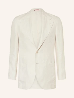 Brunello Cucinelli Lniana Marynarka O Kroju Slim Fit weiss