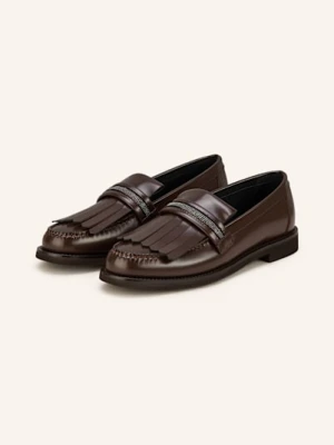 Brunello Cucinelli Loafersy Z Ozdobnymi Kamykami braun