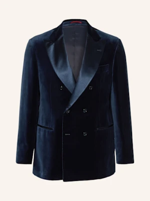 Brunello Cucinelli Marynarka Smokingowa Regular Fit Z Aksamitu Z Dodatkiem Jedwabiu blau