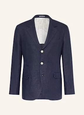 Brunello Cucinelli Marynarka Z Lnu Leisure Fit blau