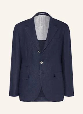 Brunello Cucinelli Marynarka Z Lnu Leisure Fit blau