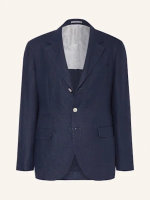 Brunello Cucinelli Marynarka Z Lnu Leisure Fit blau