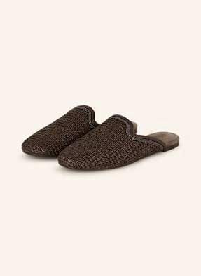 Brunello Cucinelli Mules Z Ozdobnymi Kamykami braun