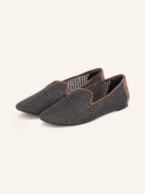 Brunello Cucinelli Slipper Z Kamieniami Ozdobnymi braun