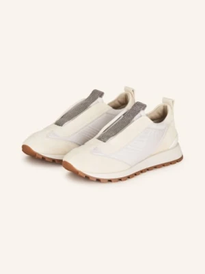 Brunello Cucinelli Sneakersy Wsuwane Z Ozdobnymi Kamykami weiss