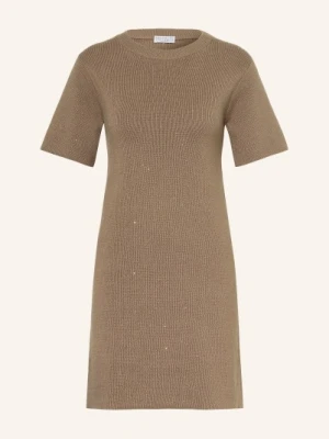 Brunello Cucinelli Sukienka Z Dzianiny Z Cekinami braun