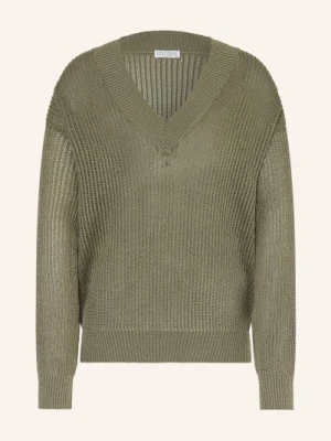 Brunello Cucinelli Sweter Z Błyszczącą Przędzą gruen