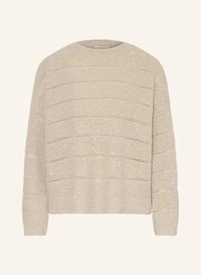 Brunello Cucinelli Sweter Z Dodatkiem Kaszmiru I Błyszczącą Przędzą beige