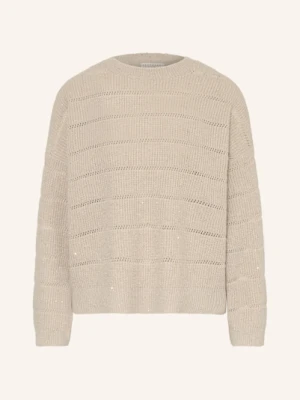 Brunello Cucinelli Sweter Z Dodatkiem Kaszmiru I Błyszczącą Przędzą beige
