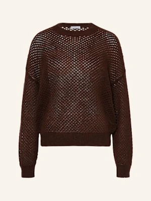 Brunello Cucinelli Sweter Z Dodatkiem Moheru I Nitami braun