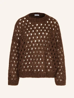 Brunello Cucinelli Sweter Z Dodatkiem Moheru I Nitami braun