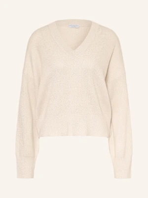 Brunello Cucinelli Sweter Z Kaszmiru Z Błyszczącą Przędzą beige
