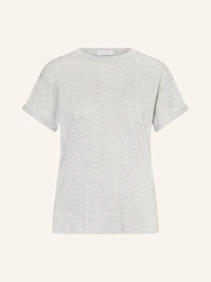 Brunello Cucinelli T-Shirt Z Dodatkiem Kaszmiru I Błyszczącą Przędzą grau