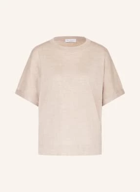 Brunello Cucinelli T-Shirt Z Dodatkiem Kaszmiru I Jedwabiu beige