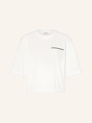 Brunello Cucinelli T-Shirt Z Kamyczkami Ozdobnymi weiss BIAŁY