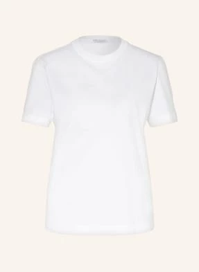 Brunello Cucinelli T-Shirt Z Obszyciem Ozdobnymi Kamykami weiss