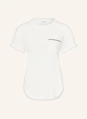 Brunello Cucinelli T-Shirt Z Obszyciem Ozdobnymi Kamykami weiss