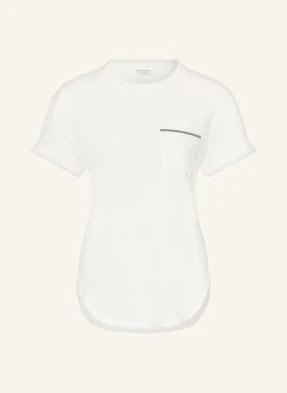 Brunello Cucinelli T-Shirt Z Obszyciem Ozdobnymi Kamykami weiss