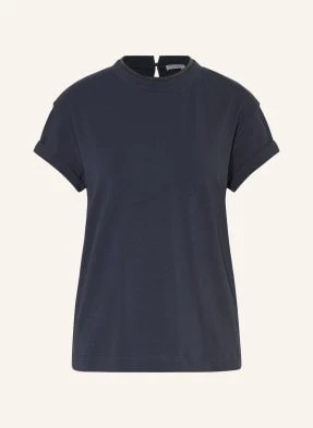 Brunello Cucinelli T-Shirt Z Perełkami blau