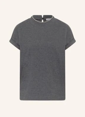 Brunello Cucinelli T-Shirt Z Perełkami grau