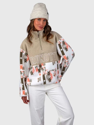 Brunotti Bluza polarowa "Chondra-Print" w kolorze beżowo-biało-pomarańczowym rozmiar: XL
