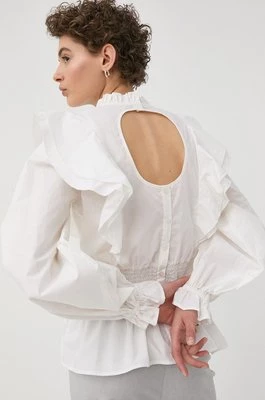 Bruuns Bazaar bluzka bawełniana damska kolor biały gładka