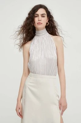 Bruuns Bazaar bluzka damska kolor srebrny gładka