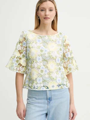 Bruuns Bazaar bluzka damska kolor zielony wzorzysta BBW4369