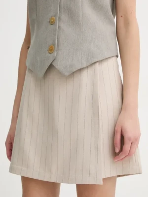 Bruuns Bazaar spódnicospodnie damskie kolor beżowy wzorzyste high waist BBW4412